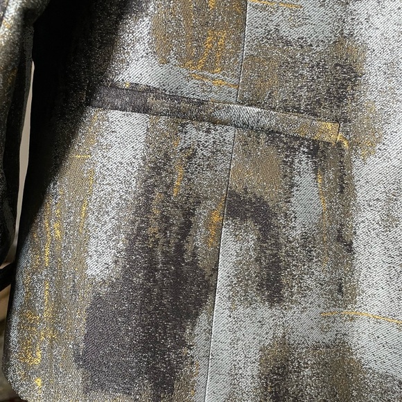 Cold water Creek women’s size L , open blue, black and yellow Jacquard Jacket - Picture 3 of 6